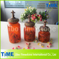 Set of 3 Colorful Glass Bottle with Lid